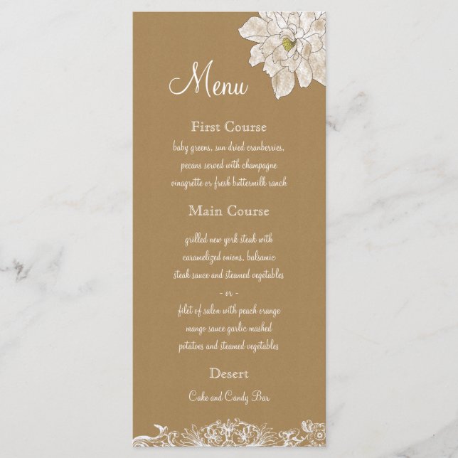 Kraft Paper Casamento : Cartões de menu (Frente)