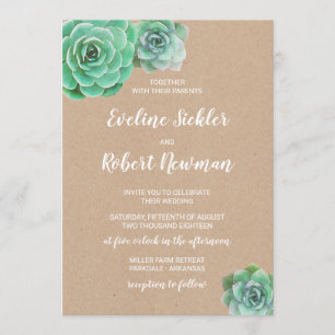 Kraft Paper com Succulents Casando Convite