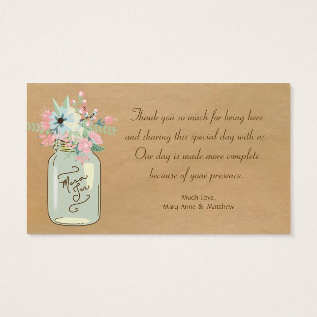 Kraft Paper Parece Rustic Mason Jar Modern Floral (Verso)
