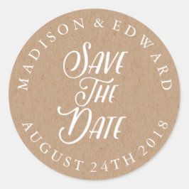 Kraft Paper Salvar o adesivo de casamento Data
