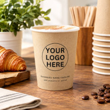 Kraft Rustic Paper Cups l Business Logo & Text