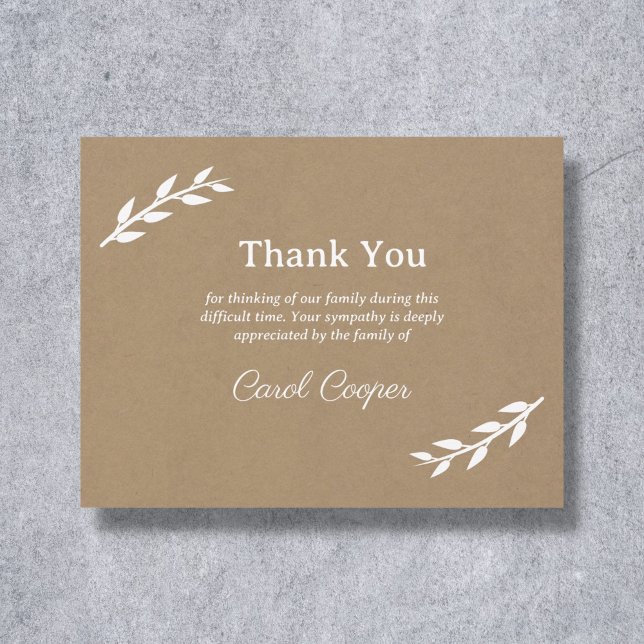Kraft & Rustic Sober Funeral Obrigado Nota Cartão (Kraft & Rustic Sober Funeral Thank You Note Card)