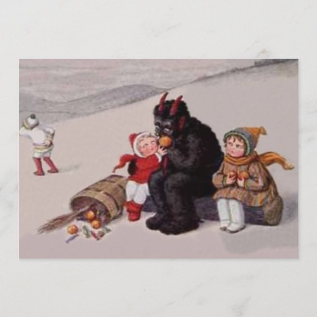 Krampus Brincando Com Crianças Neve (Frente)
