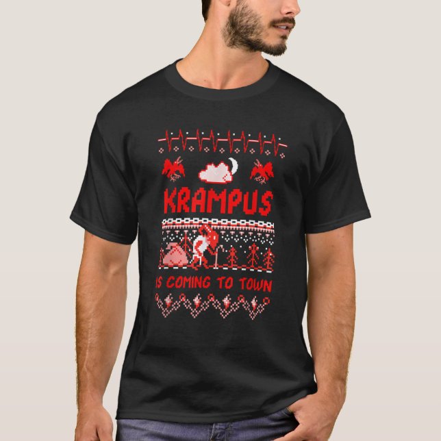Krampus Está Chegando À Camisa De Suéter Feio Da C (Frente)