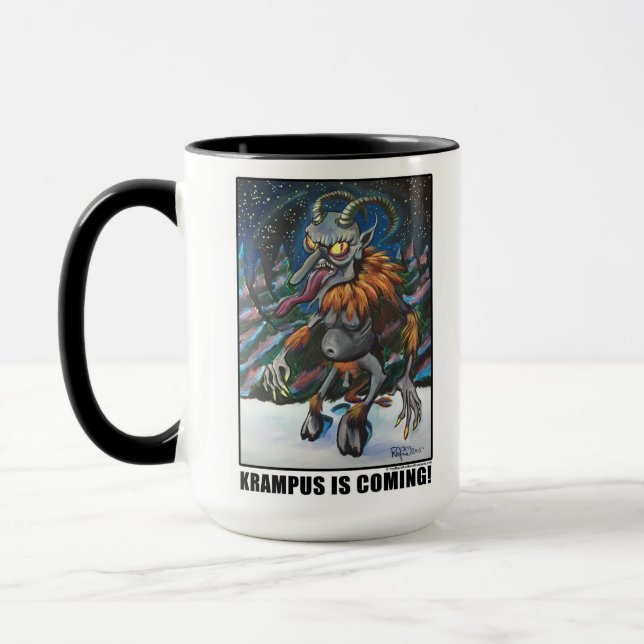 KRAMPUS ESTÁ VINDO! Caneca (Esquerda)