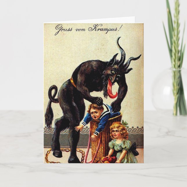 Krampus Kids no Cartão de Saudação de Natal de Fer (Frente)