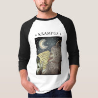 KRAMPUS NAUGHTY LIST, CHRISTMAS 3/4 CAPA T-SHIRT