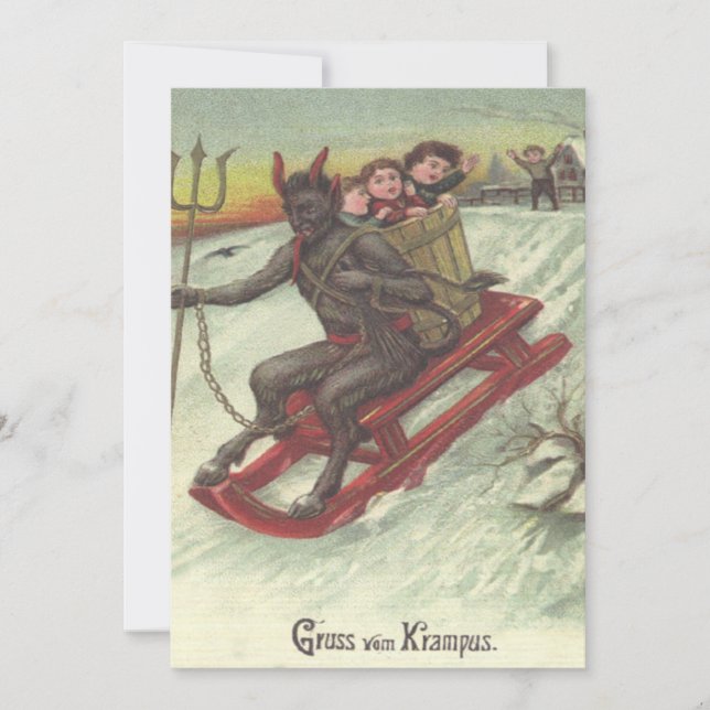 Krampus Seqüestrando Crianças no Trenó (Frente)