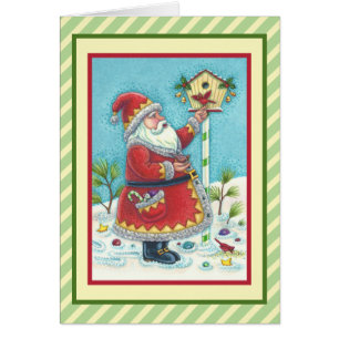 KRIS KRINGLE E CARDINHA CHRISTMAS GREETING CARTÃO 