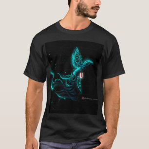 Krishna e Mor Pankh design T-shirt para homens