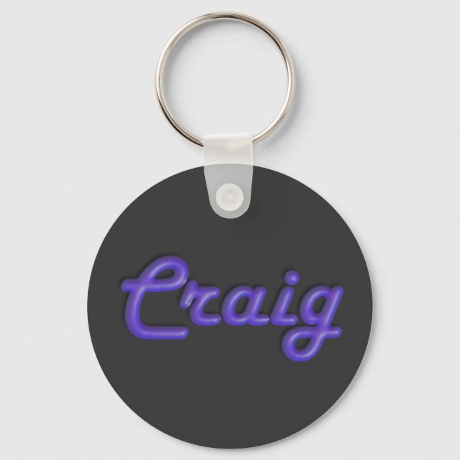 KRW Blue Neon Name Chaveiro - Craig (Frente)
