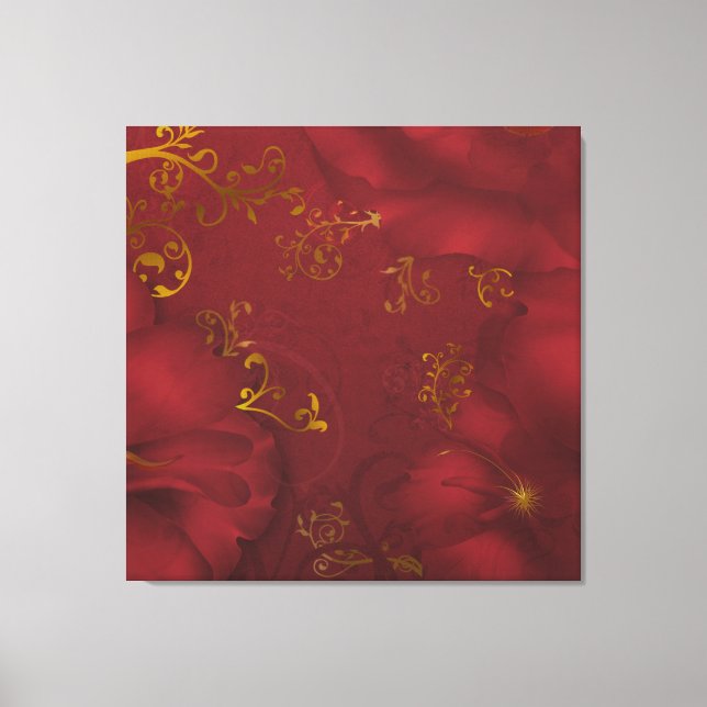 KRW Bordeaux Fantasy Canvas de Arte Floral (Frente)
