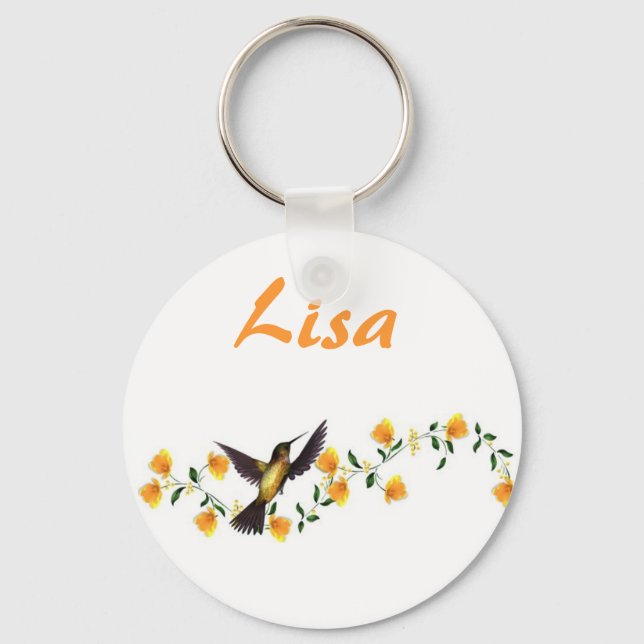 KRW Nome personalizado Hummingbird Chaveiro (Frente)