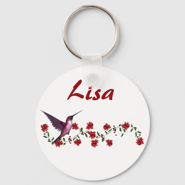 KRW Nome personalizado Hummingbird Chaveiro (Frente)
