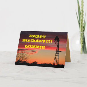 Ks Firey Windmill Sunset Birthday - Cartão de Saud
