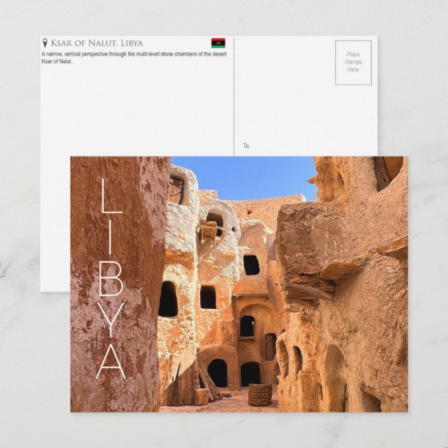 Ksar de Nalut, Líbia Cartão Postal de Viagem (Frente/Verso)