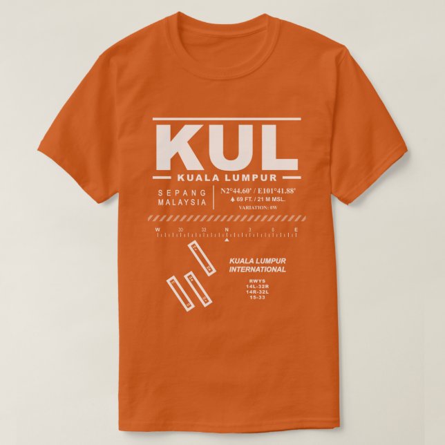 Kuala Lumpur Aeroporto Internacional KUL T-Shirt (Frente do Design)
