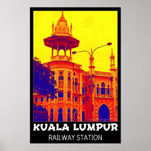 Kuala Lumpur Estação Ferroviária Pop Art Poster