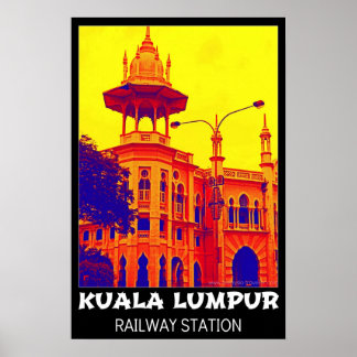 Kuala Lumpur Estação Ferroviária Pop Art Poster