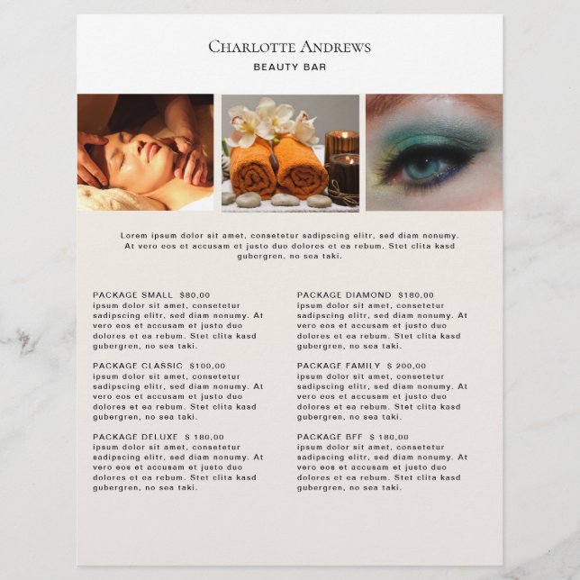 Kundenspezifischer Foto Preishear Salon Flyer (Frente)