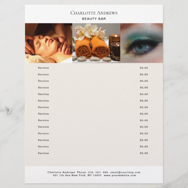 Kundenspezifischer Foto Preishear Salon Flyer (Frente)