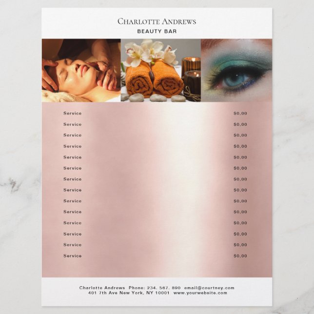 Kundenspezifischer Foto Preishear Salon Flyer (Frente)