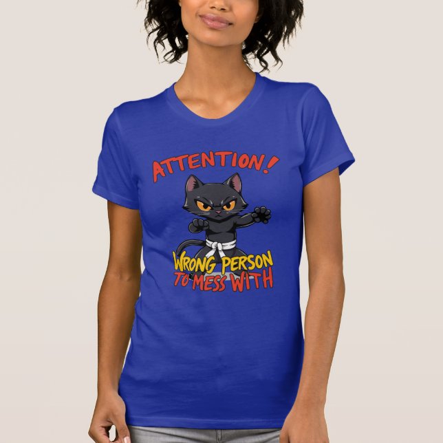 Kung Fu Black Cat Engraçado Citação de T-Shirt (Frente)