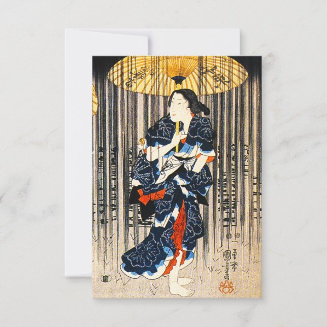 Kuniyoshi Três Mulheres Com Convites de Guarda-Chu (Frente)