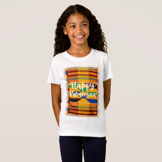 Kwanzaa Kids Kente Cloth Inspirou Camisa de Férias (Frente Completa)