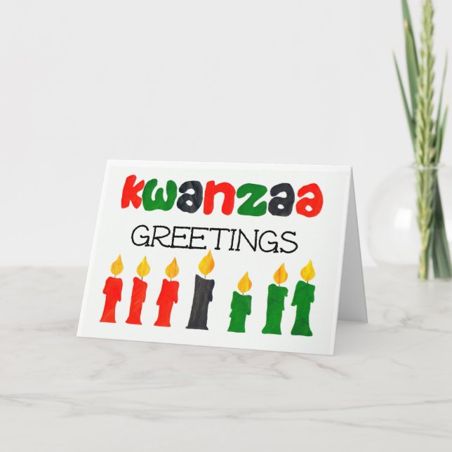 Kwanzaa Saudações Cartão com Velas (Frente)