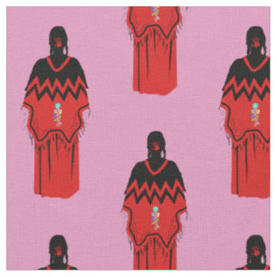 Kwe MMIW com Tecido rosa padrão de mão vermelha