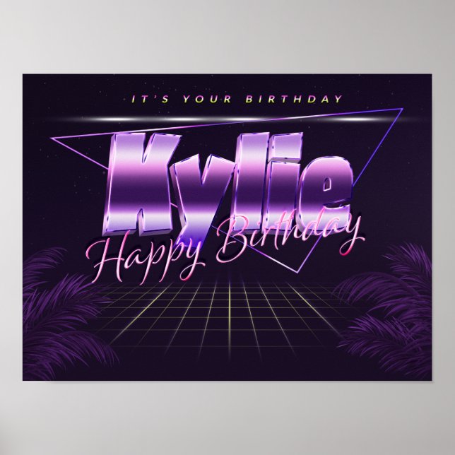 Kylie Name Vorname lila retro Poster Geburtstag (Frente)