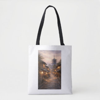 Kyoto Dusk Tote – Japanese Watercolor Zen Street