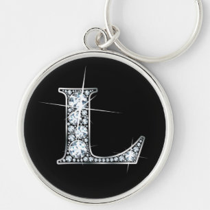 "L" chaveiro de Bling do Falso-Diamante