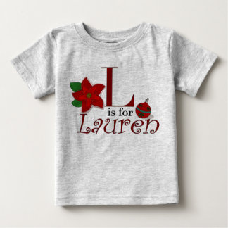 L é para Lauren, a primeira camiseta de Natal do b