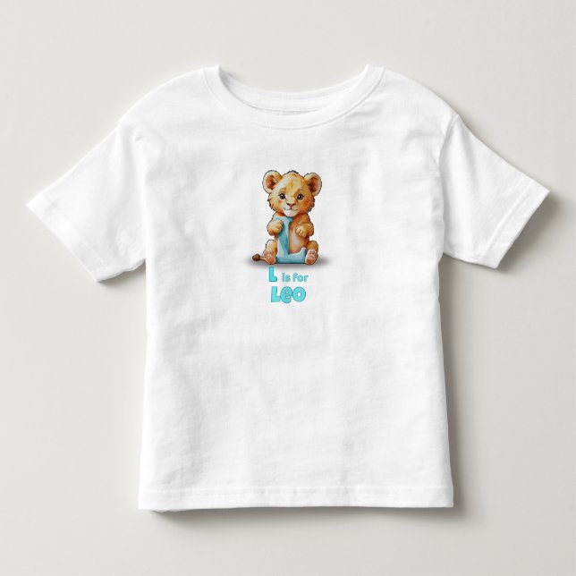 L é para Leão - Camiseta Personalizada para Crianç (Frente)