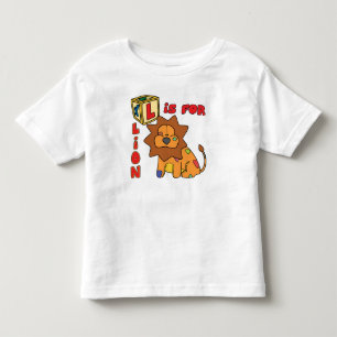 L é para o t-shirt da criança do leão