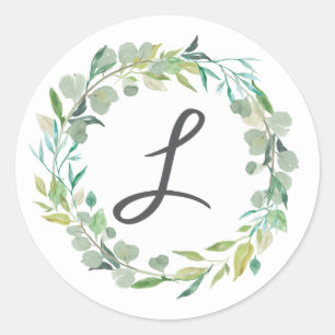 L Monogrammed etiqueta redonda, selo L do envelope