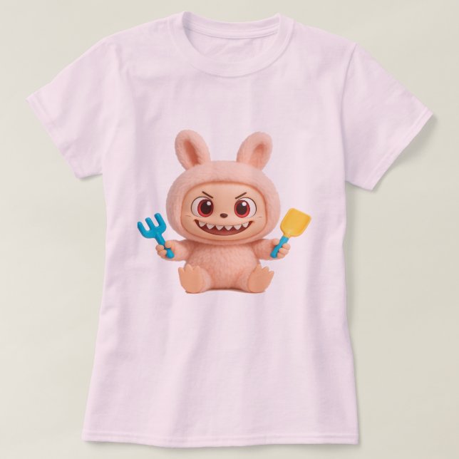 La Bobo – Cute Mischievous Bunny Character T-Shirt (Frente do Design)