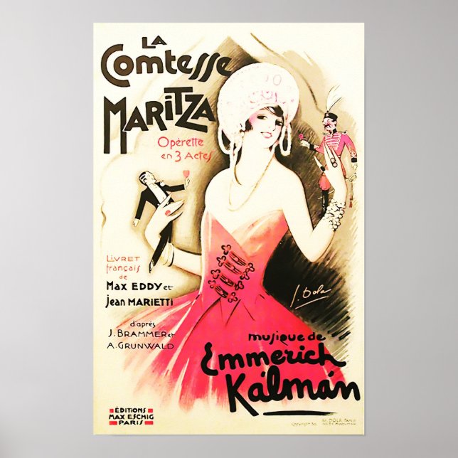 La Comtesse Maritza Poster vintage (Frente)