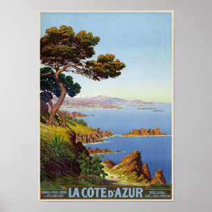 La Côte d'Azur França Poster vintage 1920