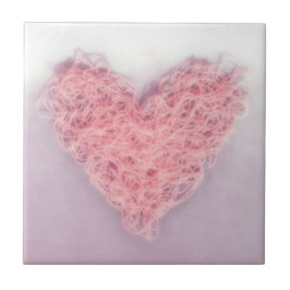 Lã de lã rosa tricotando amor Azulejo cerâmico de