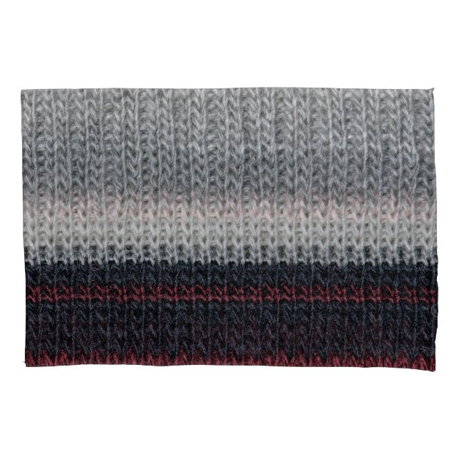 Lã de tricô: listras brancas e vermelhas. (Frente)