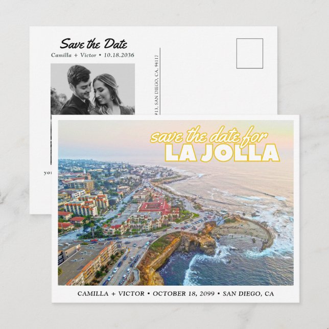La Jolla Casamento Salvar a Data do Cartão Postal  (Frente/Verso)