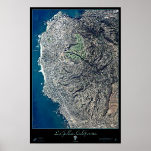La Jolla, poster do satélite californiano mapa imp