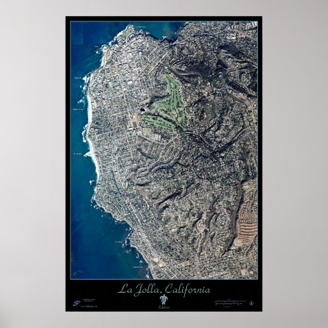 La Jolla, poster do satélite californiano mapa imp (Frente)