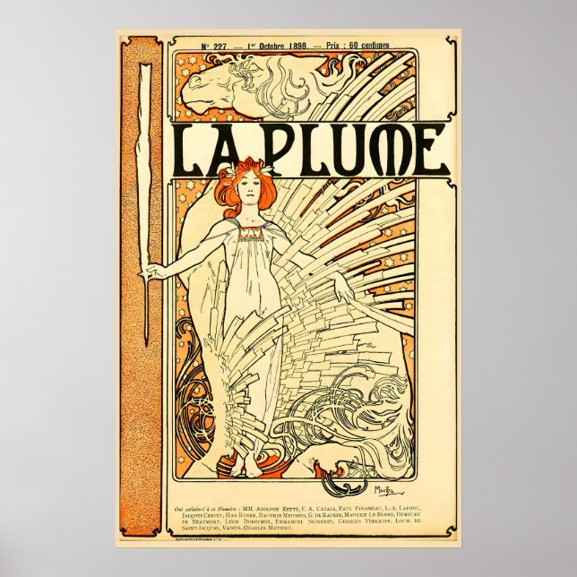 La Plume 1898 IMPRESSÃO DE CARTAZ A5-A1 Alphonse M (Frente)