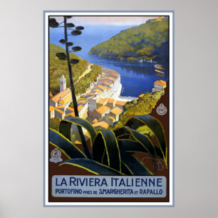 "La poster das viagens vintage de Riviera