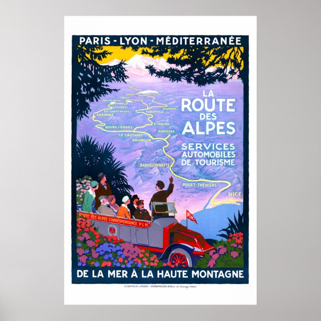 La Route des Alpes Poster de viagens (1920) (Frente)