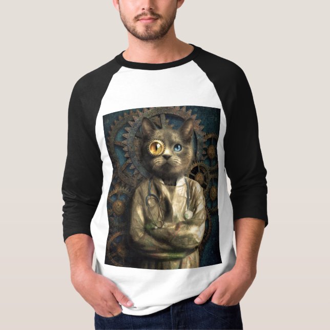 Lab Cat Steampunk T-Shirt (Frente)